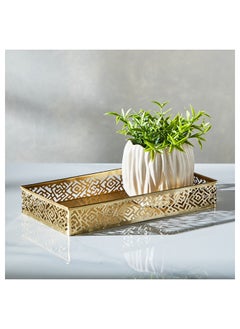 اشتري Herin Metal Cutwork Rectangular Tray 30 x 3.5 x 15 cm في الامارات