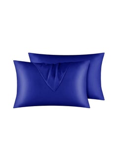 اشتري 2 PCS Satin Silk Pillowcases Soft Breathable and Smooth Pillow Cases for Skin Care and Hair Pillow Covers with Zip Lock Ice Silk Soft Same like Mulberry Silk Double-Sided في الامارات