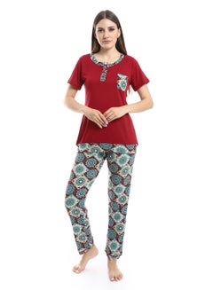 Buy Women Pajama Set With Half Sleeves And Printed Photo in Egypt