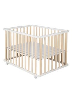 Buy Wooden Folding Playpen, Two-Tone, 74 X 100 CM in UAE