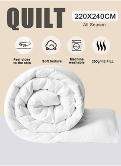 Buy King Size Quilted Down Duvet Insert Microfiber White 220X240centimeter in UAE