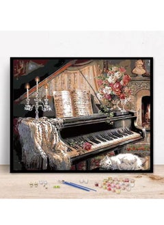 اشتري DIY Painting By Numbers,Piano Performance Oil Painting Kit On Canvas With Paint Frame And Acrylic Pigment 40x50cm في الامارات