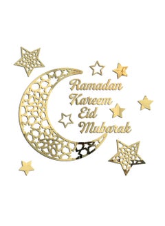 Buy Eid Mubarak Wall Art Decor - 3D Ramadan Kareem Moon Star Acrylic WallDecals lslamic Mirror Decor Siqn Golden lslamic Muslim Self-Adhesive Wall Stickers Home Decorations in UAE