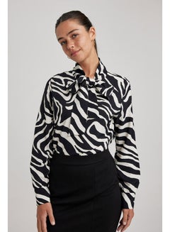 Buy Woman Regular Fit Bowtie Long Sleeve Woven Long Sleeve Blouse in Egypt