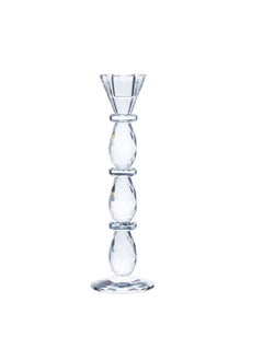 اشتري Crystal Taper Candle Holder 8x8x24.5cm- Clear في الامارات