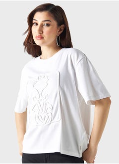 اشتري Crew Neck Embroidered T-Shirt في الامارات