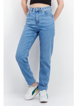 Buy Women High Rise Washed Denim Jeans, Blue in UAE