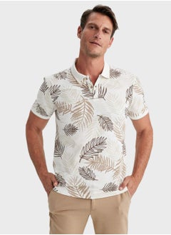 Buy Slim Fit Polo Collar Printed Pique Polo T-Shirt in UAE