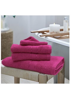 اشتري Daffodil (Fuchsia Pink) Premium Bath Towel (70x140 Cm-Set of 1) 100% Cotton, Highly Absorbent and Quick dry, Hotel and Spa Quality Bath linen with Stripe Diamond Dobby-500 Gsm في الامارات