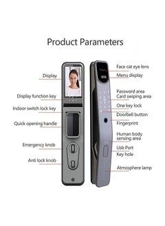 Buy Smart Door Lock with Face Recognition Camera and Biometric Fingerprint Scanner, Tuya App Controlled, Full Aluminum Alloy Construction, 6068 Mortise for Office, Home, and Hotel in UAE