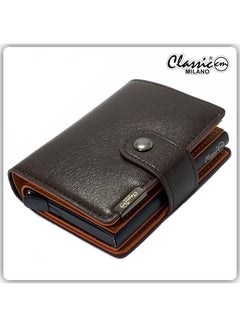 اشتري Classic Milano Synthetic Wallet for men; RFID Mens Wallet Automatic Cardholder (Dark Brown) by Milano Leather في الامارات
