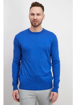 اشتري Men Crew Neck Long Sleeve Embroidered Sweatshirt, Classic Blue في السعودية