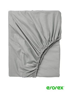 Buy Fitted sheet light grey 90x200 cm in Saudi Arabia