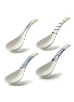 اشتري Asian Soup Spoons Japanese Ramen Soup Spoons Porcelain Chinese Soup Spoons for Dumplings Ramen Noodles Udon Pho Rice Gravy (4Pcs) في الامارات