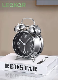 اشتري Loud Alarm Clock For Heavy Sleepers Silent Non-Ticking Retro Quartz Alarm Clock with Backlight Black في السعودية