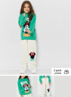 Buy Girls Disney Minnie Mouse Printed Hoodie And Jogger Set in UAE