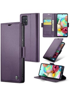 Buy CaseMe Flip Wallet Case For Samsung Galaxy A71 4G RFID Blocking PU Leather Wallet Flip Folio Case with Card Holder Kickstand Shockproof Phone Cover - Purple in Egypt