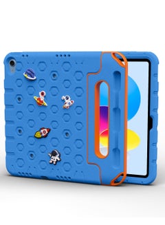 Buy Moxedo Rugged Protective EVA Silicone Kids Case Cover, Shockproof DIY 3D Cartoon Pattern with Pencil Holder, Stand and Handle Grip Compatible for Apple iPad 2022 (10th Gen) 10.9 inch – Sky Blue in UAE
