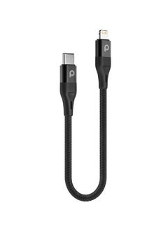 Buy Aluminum PD Braided USB-C to Lightning Cable 0.25M 9V - Black in UAE