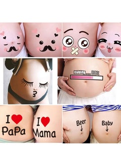 اشتري ® Cute Facial Expressions Women Pregnancy Belly Stickers Maternity Photography Props(10 Sheets) في السعودية