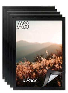 اشتري A3 Magnetic Display Frame, Self Adhesive Paper Holder, for Ad Display, Storage Photos, Notices, Documents Photo Frame Alternatives (5Pack, Black) في السعودية