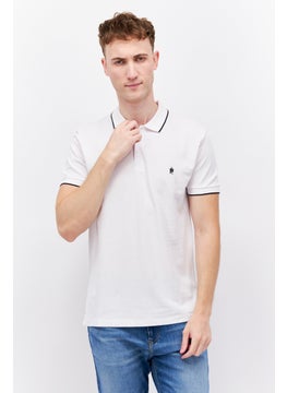 اشتري Men Regular Fit Brand Logo Short Sleeve Polo Shirt, White/Marine في الامارات