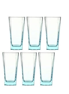 Buy Pasabahce Large Juice and Water Colored Cups Set of 6 - Carre Long Drink- 305ml -Turquoise Color -Turkey Origin in Egypt