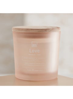 Buy Sentiment Love Frosted Glass Jar Candle with Wooden Lid 320 g in Saudi Arabia