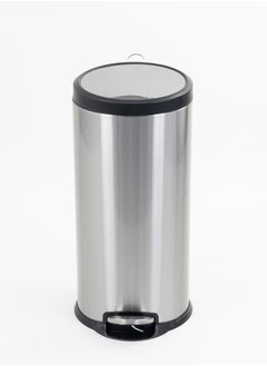 Buy Durable Cantilever Foot Pedal Mechanism Steel Step Trash Can Wastebasket Stainless Steel Trash Bins Round Step Waste Bin With Soft Close Lid 30 Liter in UAE