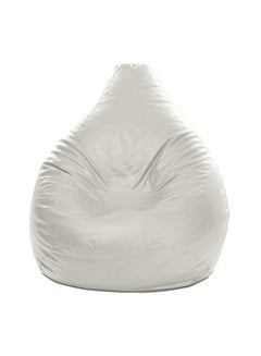 Buy XXL Faux Leather Multi-Purpose Bean Bag With Polystyrene Filling Off White in UAE