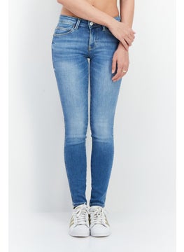 Buy Women Skinny Fit Mid Waist Stretchable Denim Jean, Blue in UAE