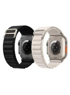 Buy 2Pack for Apple Watch Alpine Loop Band 49mm/45mm/44mm Nylon Woven Sport Strap for Apple Watch Series 8/Ultra/7/SE/6/5/4/3/2/8 White/Black in UAE