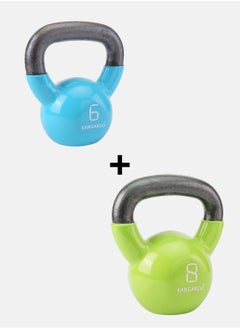 Buy 6kg and 8kg Kangaroo Kettlebell Set made of cast iron and vinyl coated Bundle in Saudi Arabia