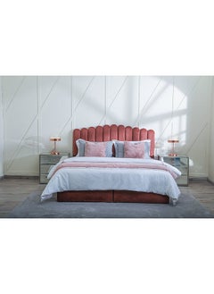 اشتري Anna King Bed Velvet Pink 180x200 cm في الامارات