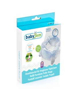 اشتري Babyjem Disposable Potty Bags with Super Absorbent Pad, Leak-proof, Hygienic and Comfortable, One-Time Use, Pack of 20, Travel-Friendly, Pink في الامارات