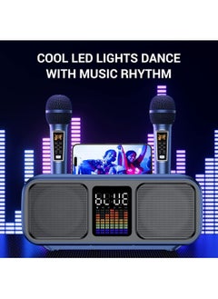 Buy Karaoke Machine Bluetooth PA System with 2 Microphones, vocal Microphone, Party Machine Speaker with Wireless Microphones, Music Box with LED Light AUX, USB, TF, PA System for Adults Children in UAE