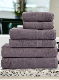 Buy 100% Cotton 6 Piece Ansaaj Towel Set | Purple in Saudi Arabia