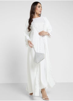 Buy Scallop Lace Trim Abaya With Inner & Sheila in UAE