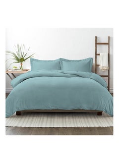 Buy 3-Piece 100 Long Staple Soft Sateen 400 Thread Count Weave King Size Duvet Cover Set Includes 2xPillowcases 50x75cm 1xDuvet Cover Cotton Stone Blue 240x220cm in UAE