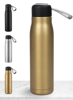 Buy Stainless Steel Water Bottle, Double Wall Vacuum Insulated Flask, 550 ML/18.5 OZ, Leakproof, BPA Free, keeps drinks cold or hot, perfect for kids, school, gym and sports (Gold) in UAE