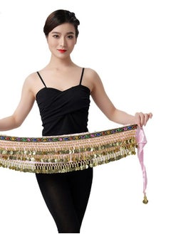 Buy Coins Pendant Diamond Waist Chain Skirt Belly Dance Tassel Waist Wrap Belt Skirts Party Rave Costume Pink in UAE