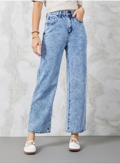 اشتري Mid Rise Ankle Length Wide Leg Jeans في السعودية