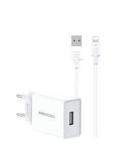 Buy Recci RC58EL Charger and Lightning Cable 2A 100CM Cable – EU Plug – White in Egypt