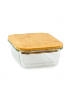 Buy Glass Oven Tray with SquareWooden Lid 350ml in Saudi Arabia