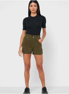 Buy Paperbag Waist Denim Shorts in Saudi Arabia