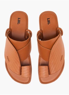 Buy Men Textured Slip-On Arabic Sandals with Toe Loop Detail in Saudi Arabia