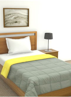 Buy Raymond Home - Microfiber Single Reversible Quilt Yellow/Grey 140x220 Cms AC- comforter in UAE