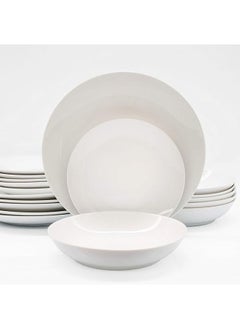 اشتري Service for 6 Dinnerware High Gloss Fine Porcelain White Essential, 10.5" x 1" Dinner Plate Set في مصر