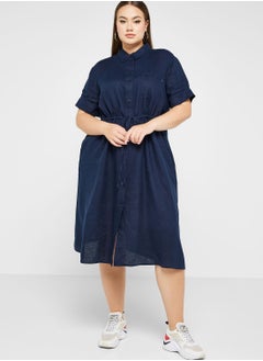 Buy Tie Detail Button Down Dress in UAE