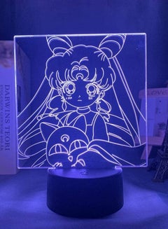 Buy Sailor Moon LED Multicolor Night Light Girls Bedroom Decor Colorful RGB Touch Sensor Mood Anime Characters LED Table Lamp With Remote in UAE
